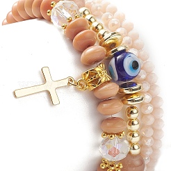 Juego de pulseras elásticas con cuentas de vidrio y hematita sintética&nbsp;BJEW-JB09144-03
