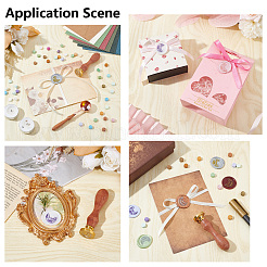 Латунные восковые печати с деревянной ручкой&nbsp;AJEW-WH0412-0255