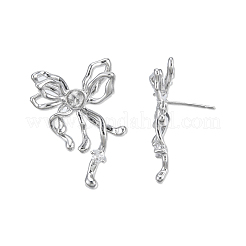 Фурнитура для серег-гвоздиков из латуни с паве из прозрачного кубического циркония KK-N232-438P-B