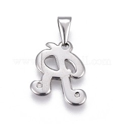 304ステンレスペンダント  ラインストーン付き  文字L  文字.r  19x16.5x2mm  穴：3~3.5x7.5~8mm&nbsp;STAS-F202-16P-R