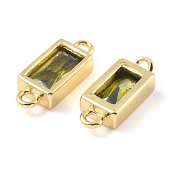 Латунные подвески-соединители из стекла в форме прямоугольника&nbsp;KK-H002-06G-01