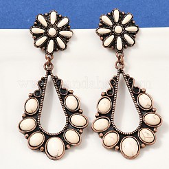 Серьги-гвоздики из сплава синтетической бирюзы&nbsp;EJEW-U053-12R