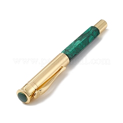 天然マラカイト真鍮ペン  レイキエネルギー万年筆  ペンケース付き  オフィス＆スクール用品  142x19x14mm&nbsp;AJEW-M209-01G