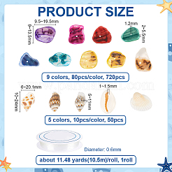 DIY-Armband-Kits aus gefärbten natürlichen Muschelperlen&nbsp;BSHE-PH0001-65