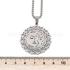 Женское ожерелье с подвеской в виде цветка и звезды из нержавеющей стали 201 NJEW-K283-35P