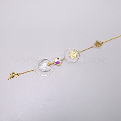 Ornamento di campanelli eolici in ottone sole e fata&nbsp;HJEW-TAC0009-07G