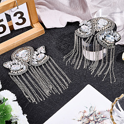 Железная цепочка с кисточкой из цветочного железа и эполетами из стразов&nbsp;AJEW-WH20006-326B-P