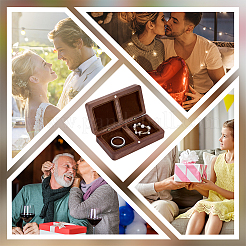 Магнитные коробки для хранения украшений из черного ореха с 2 слотом CON-WH0095-09C