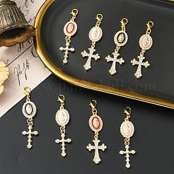 4 pendentif décoratif en alliage émaillé et strass&nbsp;HJEW-YW00493-01