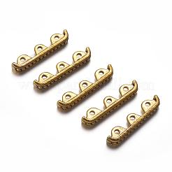 チベットスタイル合金 3 穴スペーサーバー  カドミウムフリー＆ニッケルフリー＆鉛フリー  アンティーク黄金  24x4x6mm  穴：3mm&nbsp;A0448Y-AG-NR