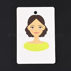 紙のピアスディスプレイカード  イヤリングホルダーカード  女の子の模様と長方形  薄緑  9x6x0.03cm  穴：5mmと1mm&nbsp;DIY-B061-05E