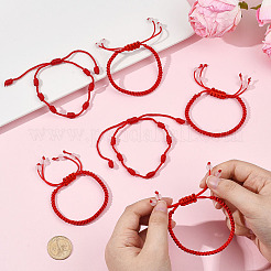 12шт. набор из плетеного нейлонового шнура 2 стилей и браслета на удачу с 7 узлами&nbsp;BJEW-SP0001-25