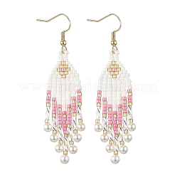 Серьги-подвески в форме стрелы из бисера из нержавеющей стали 304 EJEW-MZ00554-02