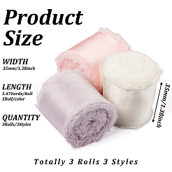 3 рулон 3-х цветов ленты из полиэстера с потертой бахромой OCOR-TA0001-55A