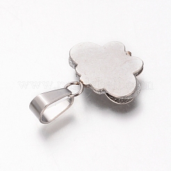 304ステンレスペンダント  プラスチック付き  テクスチャ  蝶  ステンレス鋼色  17x17x3mm  穴：7.5x4mm&nbsp;STAS-I121-02P