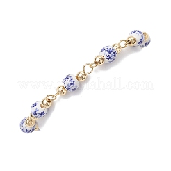 Gliederkettenarmbänder aus Porzellan und Keramik mit runden Blumendrucken für Damen&nbsp;BJEW-JB12684-01