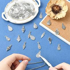 50pcs10スタイルチベットスタイルアロイペンダント  アンティークシルバー  混合図形  18~22x5~12mm  穴：1.5mm  5個/スタイル&nbsp;FIND-CJ0005-98