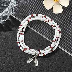 Braccialetti di ordito multi-anello con perline di semi di vetro&nbsp;BJEW-TA00339-01