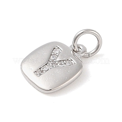 Placage de crémaillère en laiton micro pavé breloques en zircone cubique claire&nbsp;KK-E110-14P-Y