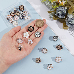 24 шт. 6 стиля цветок смоляной эмали стетоскоп подвеска украшения HJEW-MA00020