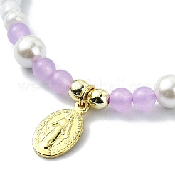 Браслеты из плетеных бусин из стекла с имитацией жемчуга BJEW-JB09989