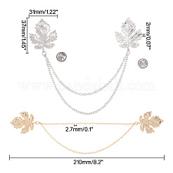 2шт 2 цвета двойной кленовый лист висит цепочка брошь JEWB-GO0001-03