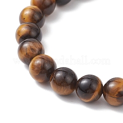 Эластичные браслеты из натурального тигрового глаза для пары&nbsp;BJEW-JB12180