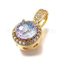 Pendentifs avec zircon cubiques à micro-pavés en laiton&nbsp;KK-F913-17G-02