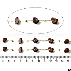 Цепочки из натурального красного дерева и обсидиана ручной работы с бусинами CHC-F020-09G-16