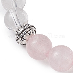 Bracciali elastici rotondi con pietre preziose naturali miste e perline in lega per le donne&nbsp;BJEW-TA00558