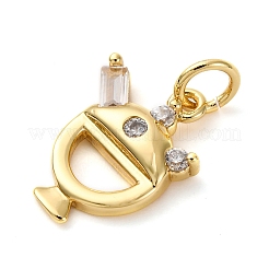 Латунные подвески-десерты с микропаве из кубического циркония&nbsp;KK-P308-63G