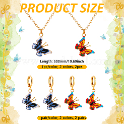 Комплект украшений в виде бабочки из легкого золотого сплава SJEW-HY0001-15