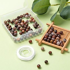 100шт 8мм круглые бусины из натурального окаменелого дерева&nbsp;DIY-LS0002-04