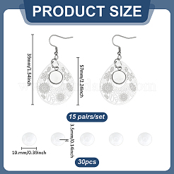 15 paire de boucles d'oreilles pendantes en forme de larme avec fleur creuse en acier inoxydable 304&nbsp;EJEW-UN00029