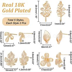 10 шт. 5 стильные латунные серьги-гвоздики KK-CA0002-05