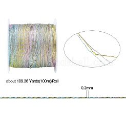 3プライマカロンカラーメタリックコード  ジュエリー作りのための  ラウンド  カラフル  0.2mm  約109.36ヤード（100m）/ロール&nbsp;MCOR-CJ0001-03D-01