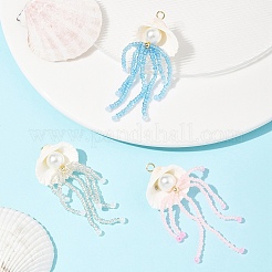 Подвески из натурального ракушечного и стеклянного жемчуга большие PALLOY-FS00032