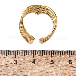Anelli aperti a bracciale multistrato in acciaio inossidabile 304 con micro pavé di zirconi cubici per donna&nbsp;CU-CBAD24F-03G