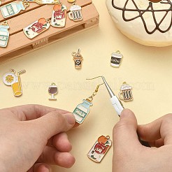 45個9スタイルアロイエナメルペンダント  カドミウムフリー＆ニッケルフリー＆鉛フリー  飲み物  ライトゴールド  ミックスカラー  16~27x8~13x1~2mm  穴：2mm  5個/スタイル&nbsp;ENAM-CJ0003-80