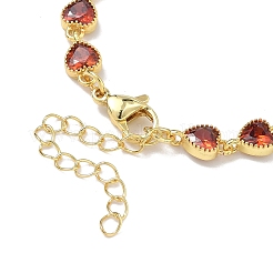 Bracelets en laiton pavés de zirconiums cubiques en forme de cœur pour femmes&nbsp;BJEW-P385-07G-07