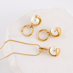 Комплекты из ожерелий и серег-колец из нержавеющей стали 304 NW9605-3