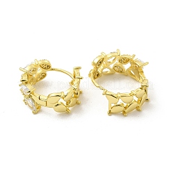 Серьги-кольца с прозрачными фианитами и лиственными ветвями&nbsp;EJEW-E273-07LG