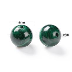 100шт 8мм бусины из натурального малахита круглые DIY-LS0002-33