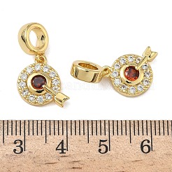 Европейские подвески-стрелы в форме мишени из латуни с микропаве оранжево-красного и прозрачного кубического циркония KK-L257-25G