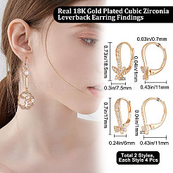 8 шт. 2-х стилевая фурнитура для сережек-рустик из латуни с кубическим цирконием KK-BBC0004-94