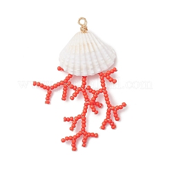 3 шт. большие подвески из стеклянных бусин и ракушек&nbsp;PALLOY-MZ01152