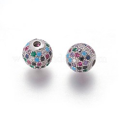 Латунные микро проложить кубического циркония бусы ZIRC-F098-02P-10mm