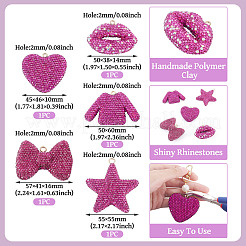 5 Stück 5 Stile handgemachte Polymer Clay Glas Strass große Anhänger&nbsp;RB-BT0001-04