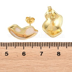 Pendientes de botón de latón esmaltado irregulares&nbsp;EJEW-K249-14G