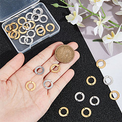 32個2色304ステンレススチールコネクタチャーム  リング  ミックスカラー  13x1mm  穴：1mm  16個/カラー&nbsp;STAS-UN0049-77